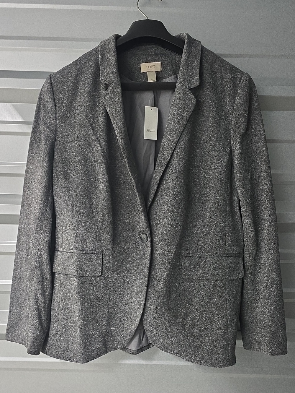 LOFT Heathered Grey Casual Single-Button Women's Blazer
